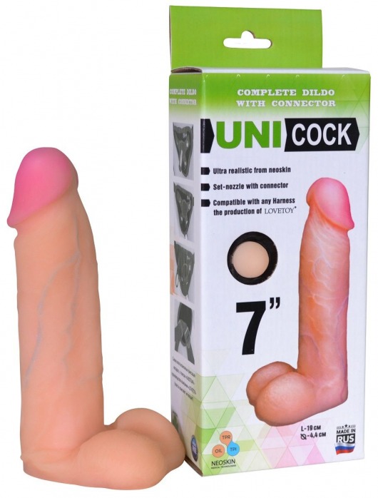 Фаллическая насадка Харнесс UNICOCK 7  - 19 см. - LOVETOY (А-Полимер) - купить с доставкой в Орехово-Зуево