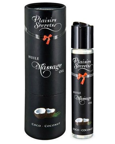 Массажное масло с ароматом кокоса Huile de Massage Gourmande Coco - 59 мл. - Plaisir Secret - купить с доставкой в Орехово-Зуево