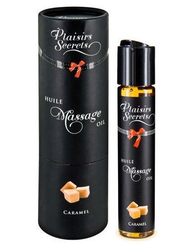 Массажное масло с ароматом карамели Huile de Massage Gourmande Caramel - 59 мл. - Plaisir Secret - купить с доставкой в Орехово-Зуево