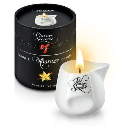 Массажная свеча с ароматом ванили Bougie Massage Gourmande Vanille - 80 мл. - Plaisir Secret - купить с доставкой в Орехово-Зуево