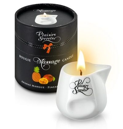 Массажная свеча с ароматом манго и ананаса Bougie de Massage Ananas Mangue - 80 мл. - Plaisir Secret - купить с доставкой в Орехово-Зуево