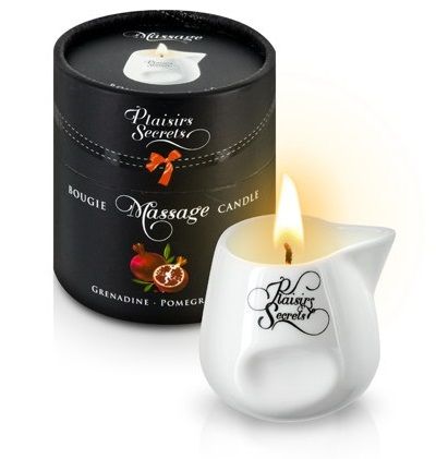 Массажная свеча с ароматом граната Bougie de Massage Gourmande Grenadine - 80 мл. - Plaisir Secret - купить с доставкой в Орехово-Зуево