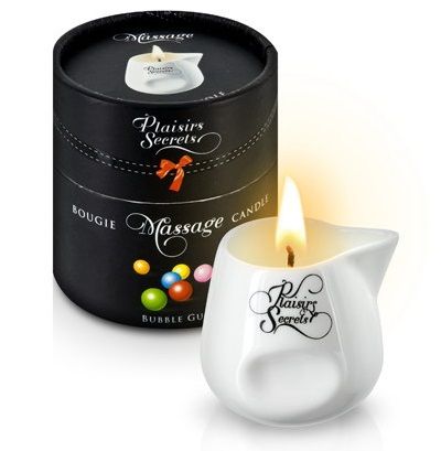 Массажная свеча с ароматом бубль-гума Bougie de Massage Gourmande Bubble Gum - 80 мл. - Plaisir Secret - купить с доставкой в Орехово-Зуево