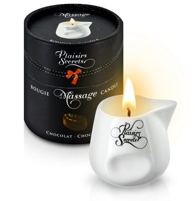 Массажная свеча с ароматом шоколада Bougie de Massage Gourmande Chocolat - 80 мл. - Plaisir Secret - купить с доставкой в Орехово-Зуево
