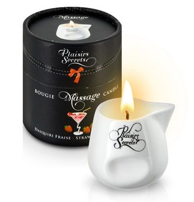 Массажная свеча с ароматом клубничного дайкири Bougie de Massage Daikiri Fraise - 80 мл. - Plaisir Secret - купить с доставкой в Орехово-Зуево