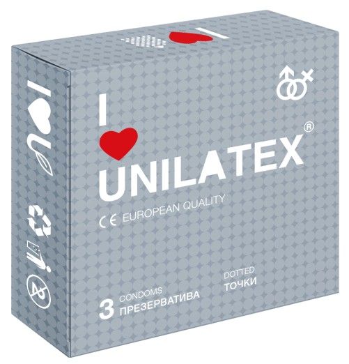 Презервативы с точками Unilatex Dotted - 3 шт. - Unilatex - купить с доставкой в Орехово-Зуево