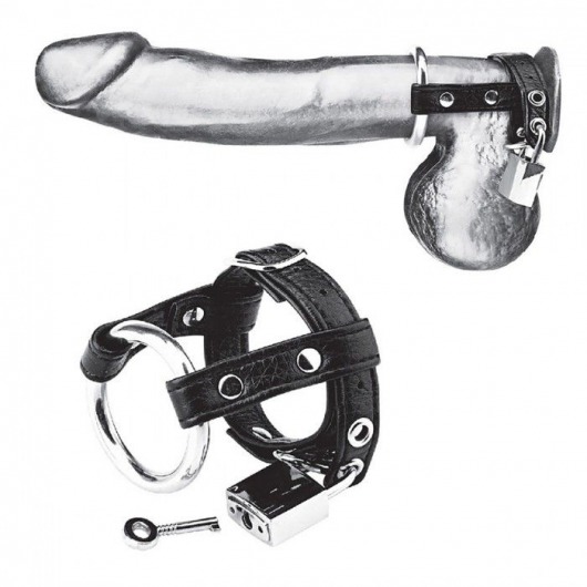 Утяжка на пенис на замочке Duo Cock And Ball Lock - BlueLine - купить с доставкой в Орехово-Зуево