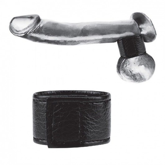Чёрная утяжка на мошонку 1  Velcro Ball Stretcher - BlueLine - купить с доставкой в Орехово-Зуево