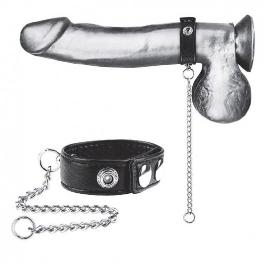 Утяжка на пенис с поводком Snap Cock Ring With 12  Leash - BlueLine - купить с доставкой в Орехово-Зуево