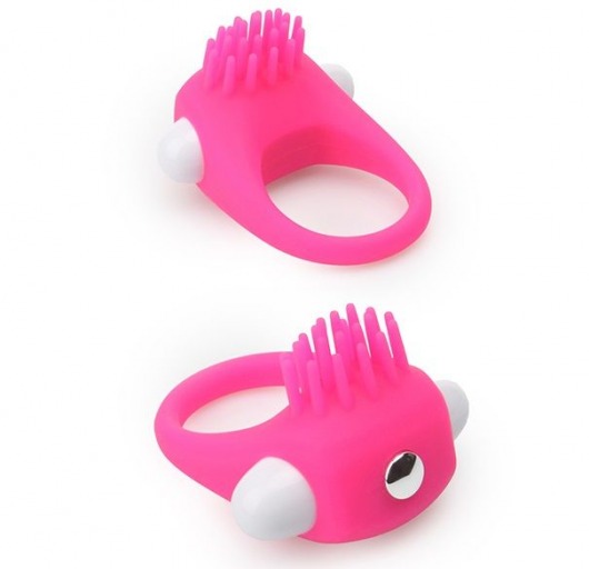 Розовое эрекционное кольцо с щеточкой LIT-UP SILICONE STIMU RING 5 - Dream Toys - в Орехово-Зуево купить с доставкой