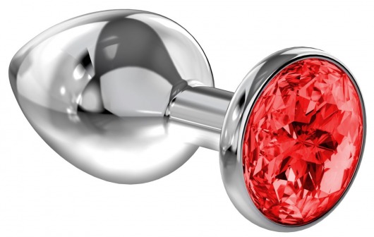 Большая серебристая анальная пробка Diamond Red Sparkle Large с красным кристаллом - 8 см. - Lola Games - купить с доставкой в Орехово-Зуево