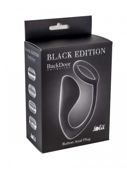 Чёрное эрекционное кольцо с анальной пробкой Button Anal Plug - Lola Games - в Орехово-Зуево купить с доставкой
