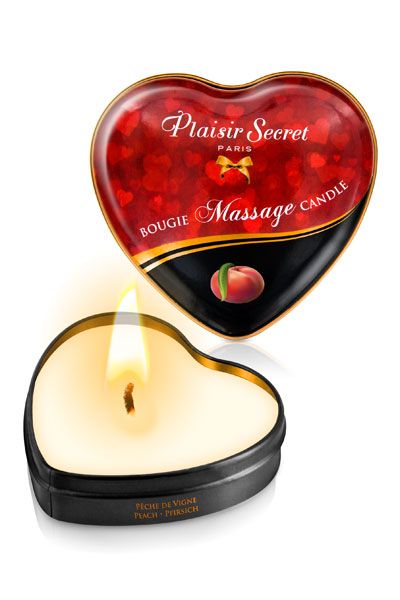 Массажная свеча с ароматом персика Bougie Massage Candle - 35 мл. - Plaisir Secret - купить с доставкой в Орехово-Зуево