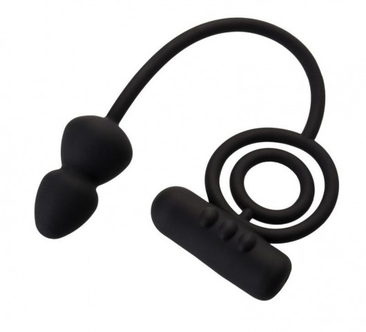 Чёрное эрекционное кольцо с вибропулькой и анальным хвостом - Erotist Adult Toys - в Орехово-Зуево купить с доставкой