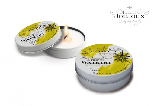 Массажная свеча Petits Joujoux Waikiki Beach с ароматом кокоса и ананаса - 33 гр. - MyStim - купить с доставкой в Орехово-Зуево