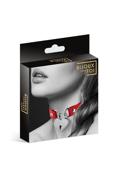 Красный чокер с замком в форме сердца - Bijoux Pour Toi - купить с доставкой в Орехово-Зуево
