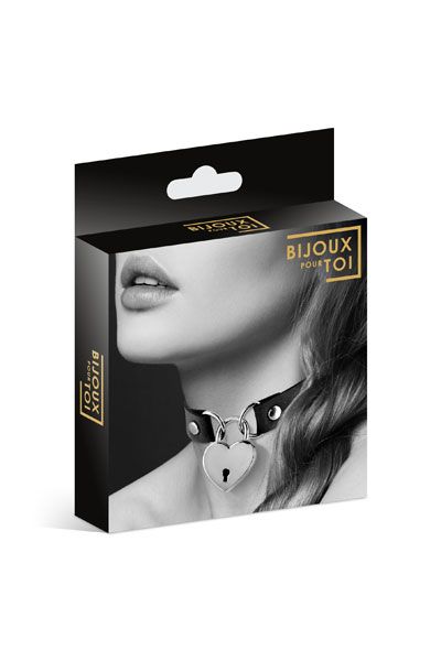 Черный чокер с замком в форме сердца - Bijoux Pour Toi - купить с доставкой в Орехово-Зуево