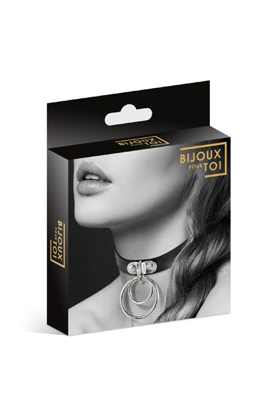 Черный чокер с двумя кольцами - Bijoux Pour Toi - купить с доставкой в Орехово-Зуево