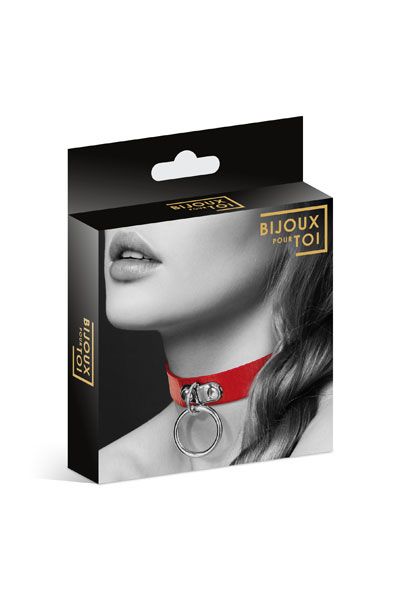 Красный узенький чокер с кольцом - Bijoux Pour Toi - купить с доставкой в Орехово-Зуево