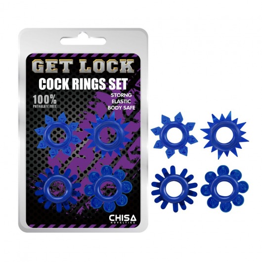 Набор из 4 синих колец Get Lock - Chisa - в Орехово-Зуево купить с доставкой