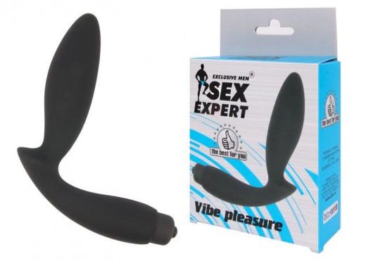 Чёрный вибростимулятор простаты Sex Expert Vibe Pleasure - Sex Expert - в Орехово-Зуево купить с доставкой